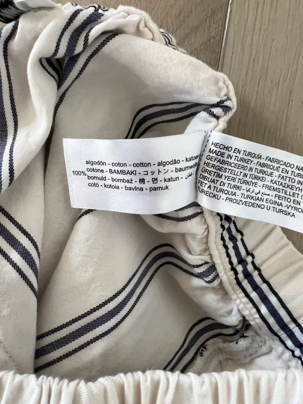 ZARA White Navy and Black Striped Wide Leg Pants High Rise Elastic Waist Flowy